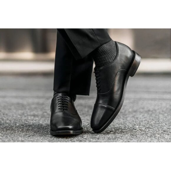 Thursday Men\'s Black Leather Everyday Cap Toe Oxford  Dress Shoes Size 8 3269 main image 4